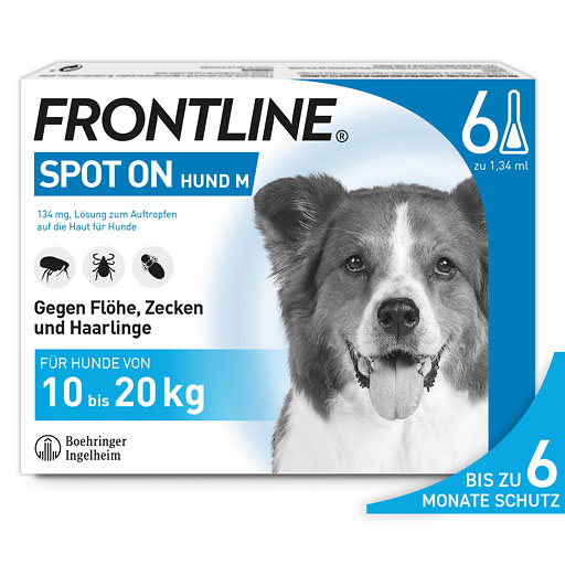 FRONTLINE SPOT-ON gegen Zecken, Fl&ouml;he und Haarlinge f&uuml;r Hunde M (10-20 kg)