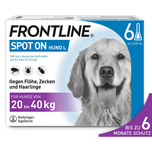FRONTLINE SPOT-ON gegen Zecken, Fl&ouml;he und Haarlinge f&uuml;r Hunde L (20-40 kg)
