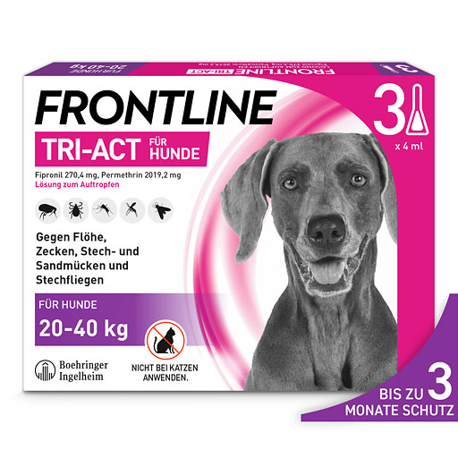 FRONTLINE TRI-ACT gegen Zecken, Fl&ouml;he und fliegende Insekten f&uuml;r Hunde L (20-40 kg)