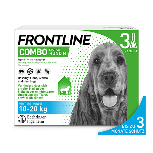 FRONTLINE COMBO&reg; gegen Zecken, Fl&ouml;he (Fl&ouml;he, Eier, Larven, Puppen) bei Hunden M (10-20Kg)